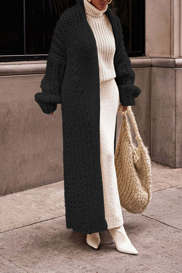 Women's Long Chunky Knit Cardigan with Oversized Cozy Fit