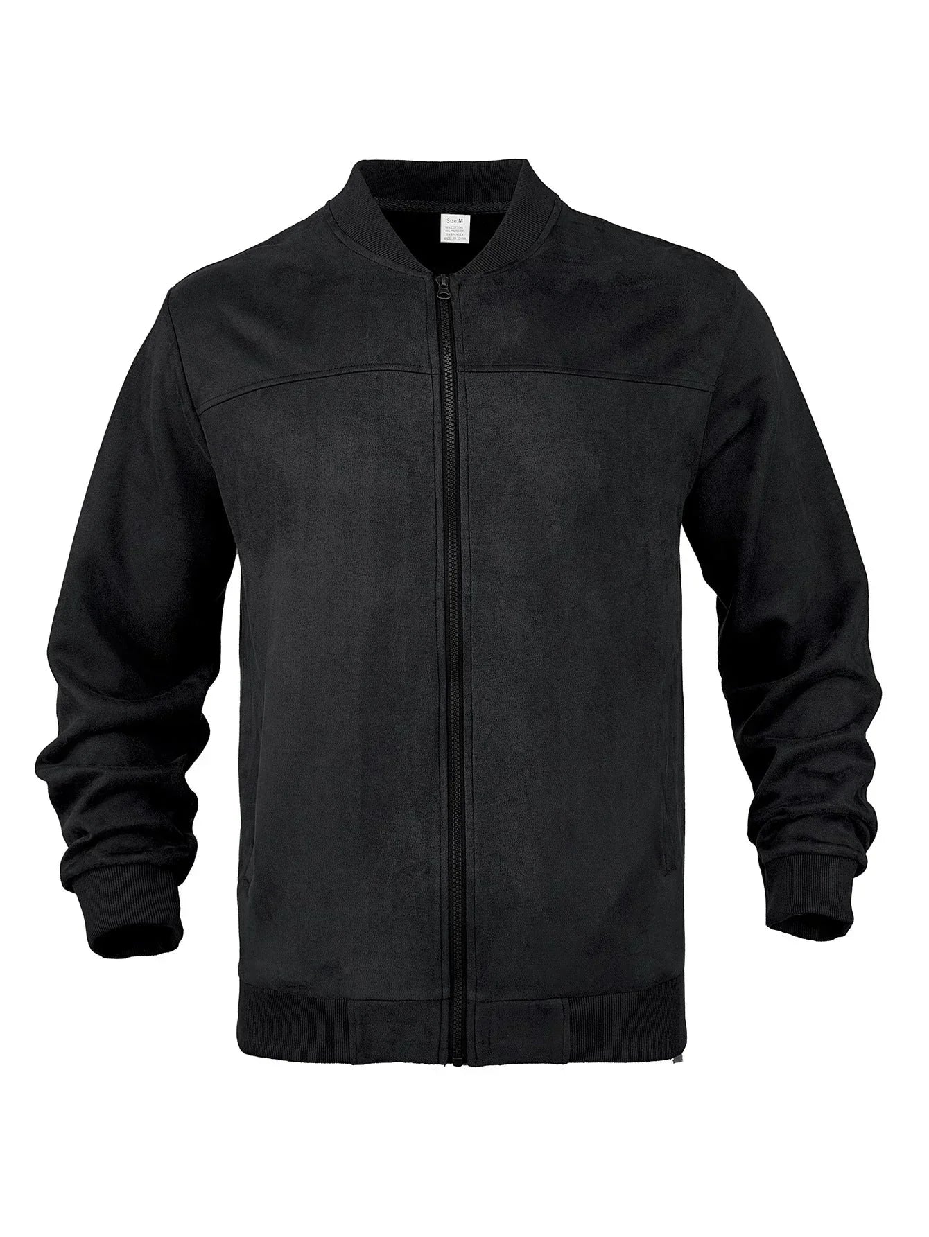 Men's Classic Zip-Up Bomber Jacket with Ribbed Cuffs and Hem