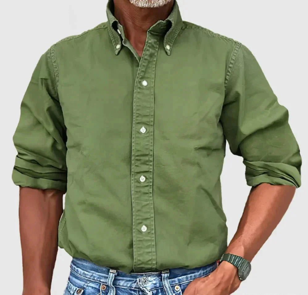 Men's Classic Long Sleeve Button Down Shirt with Smart Collar