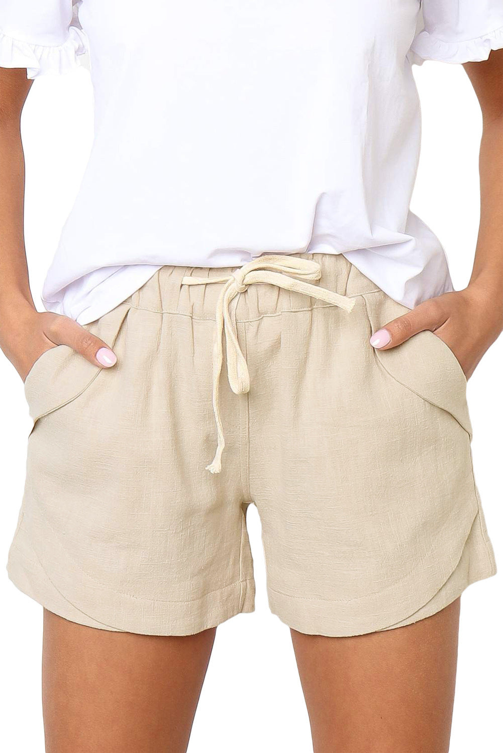 Women’s High-Waisted Button Shorts with Relaxed Fit and Stretch Waist