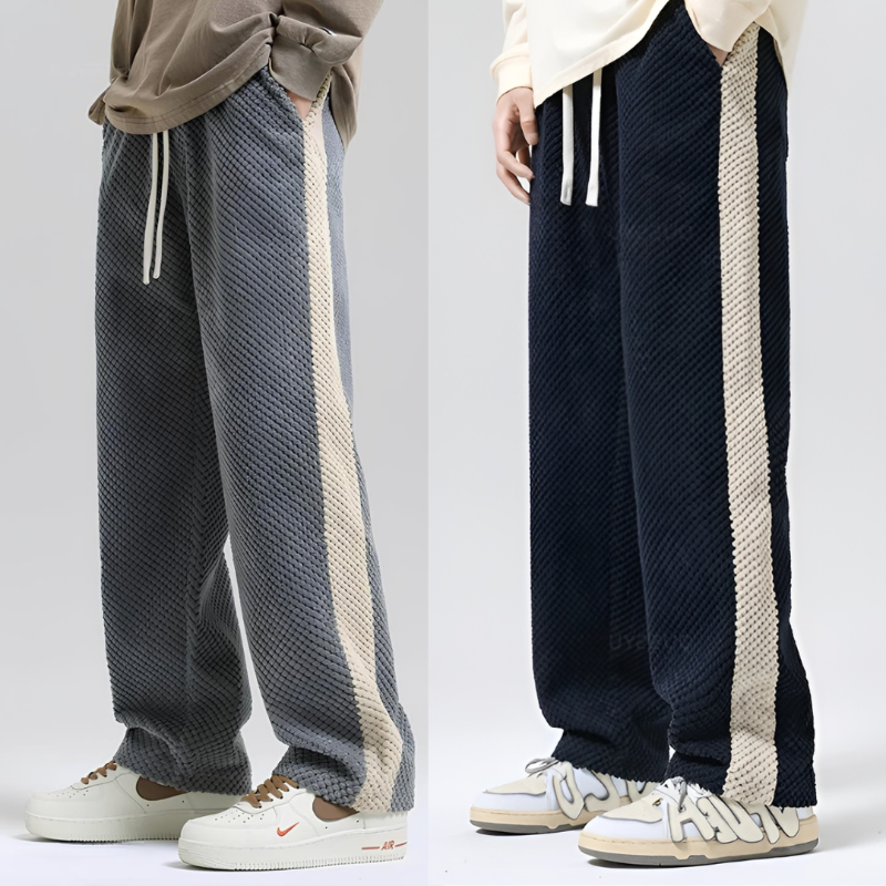 Men's Loose Fit Joggers Wide Leg Sweatpants with Side Stripe Design