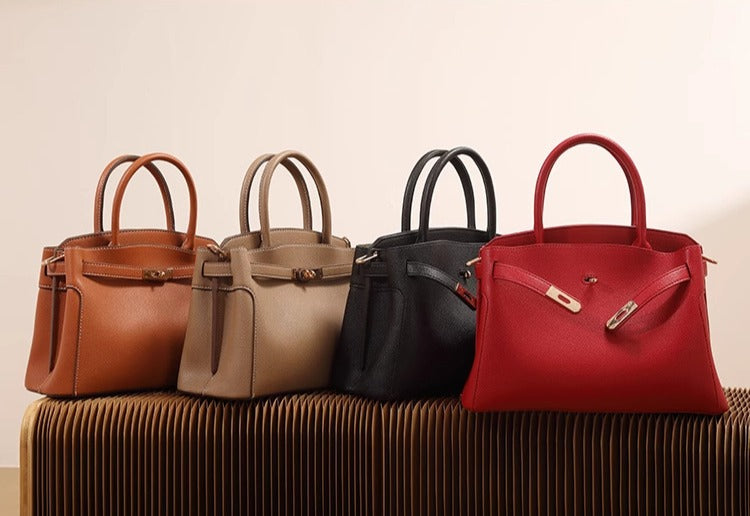 Women's Structured Crossbody Handbag with Top Handle and Clasp