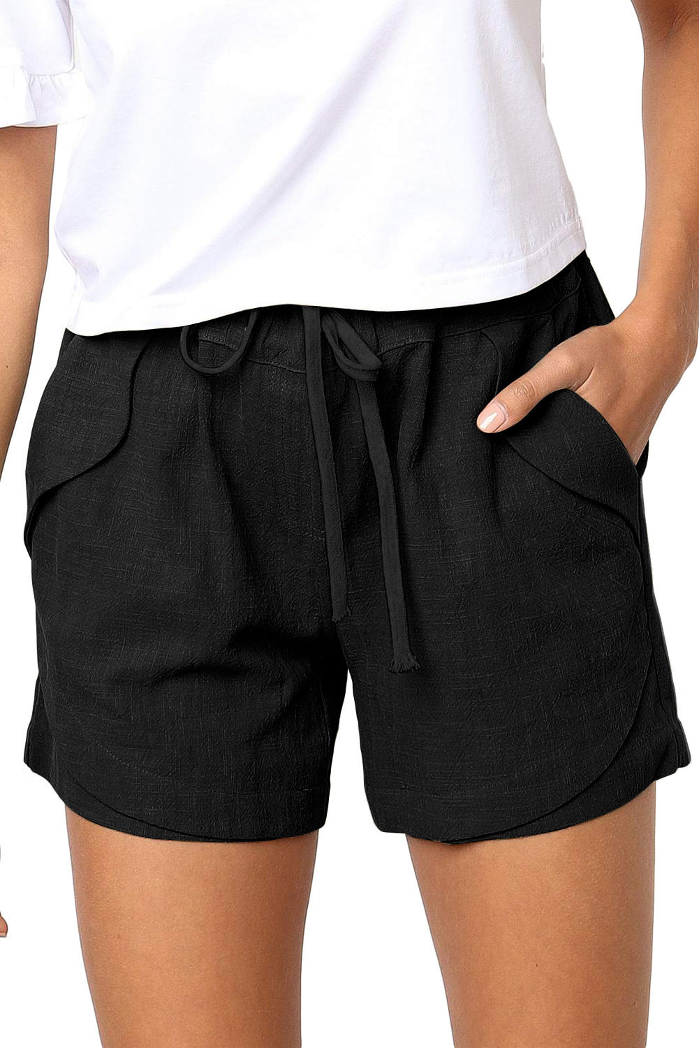 Women’s High-Waisted Button Shorts with Relaxed Fit and Stretch Waist