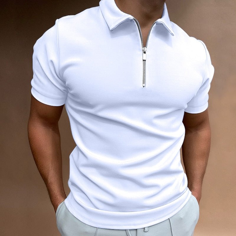 Men's zip-up polo shirt