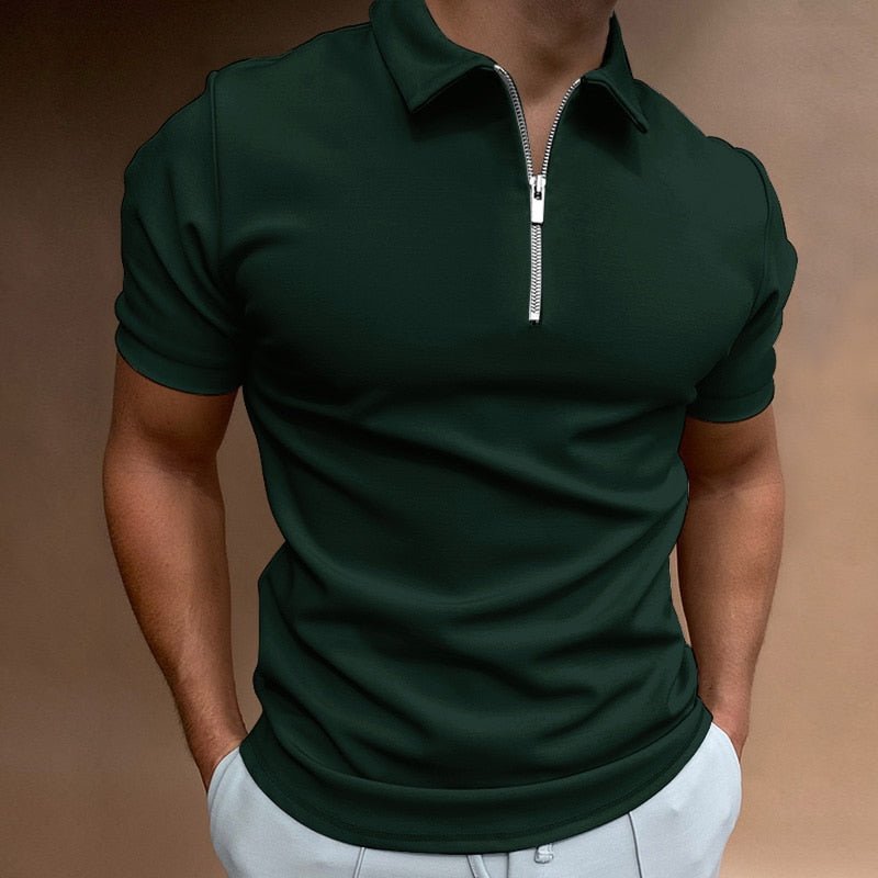 Men's zip-up polo shirt