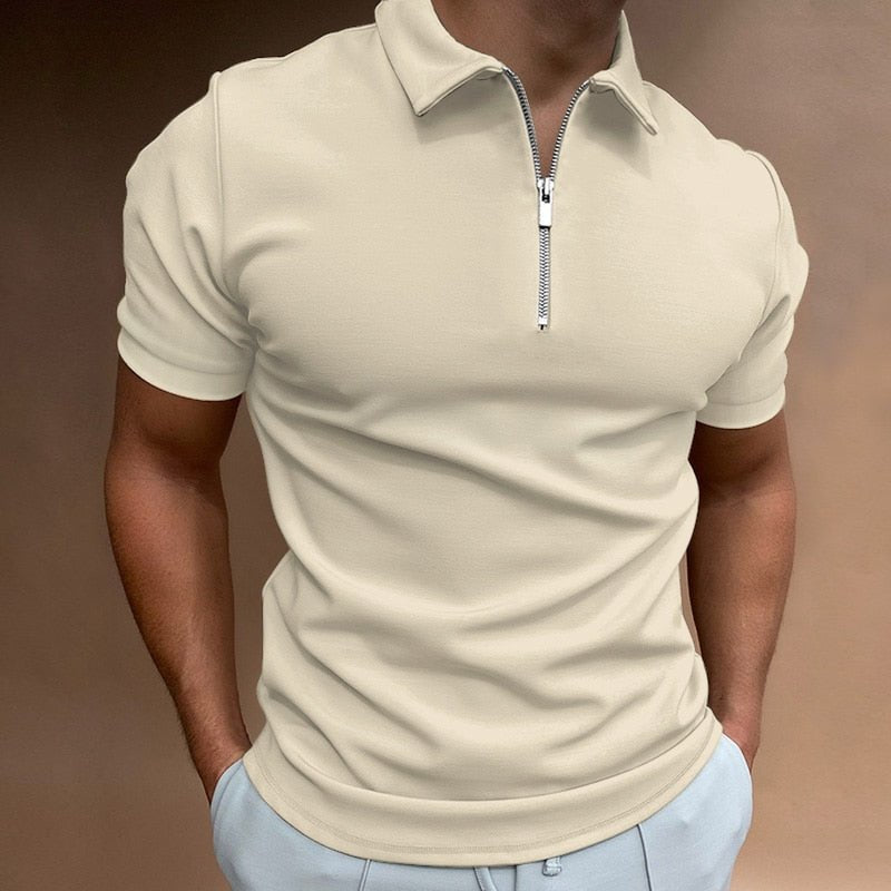 Men's zip-up polo shirt