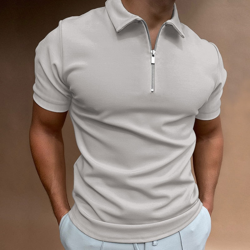 Men's zip-up polo shirt