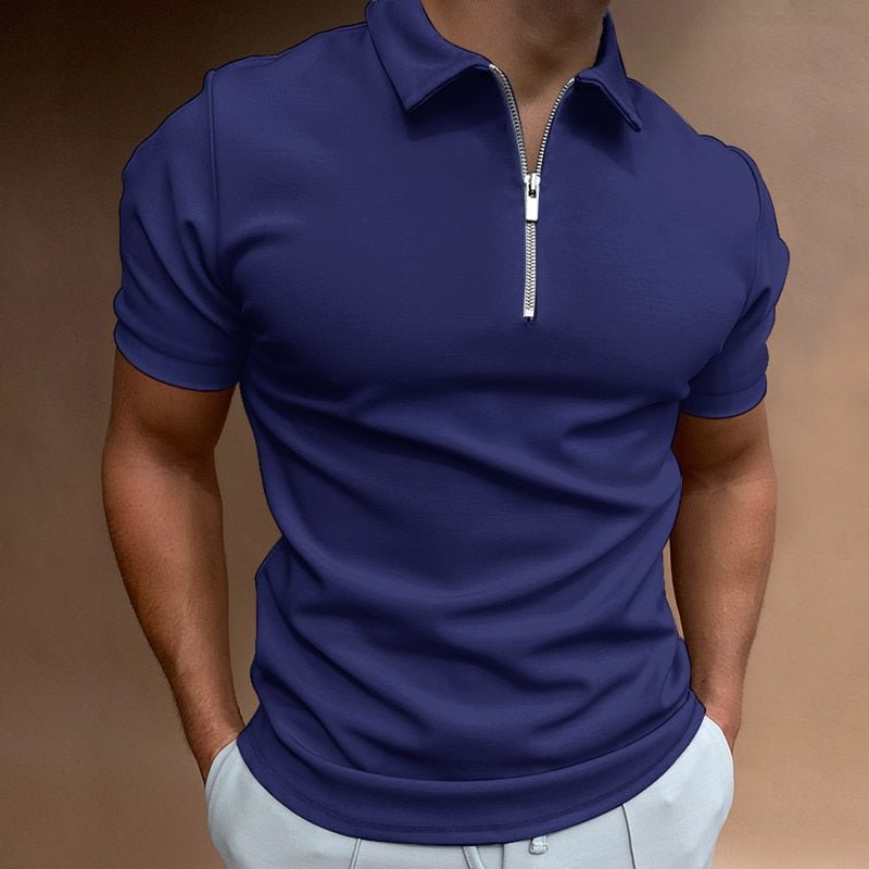 Men's zip-up polo shirt