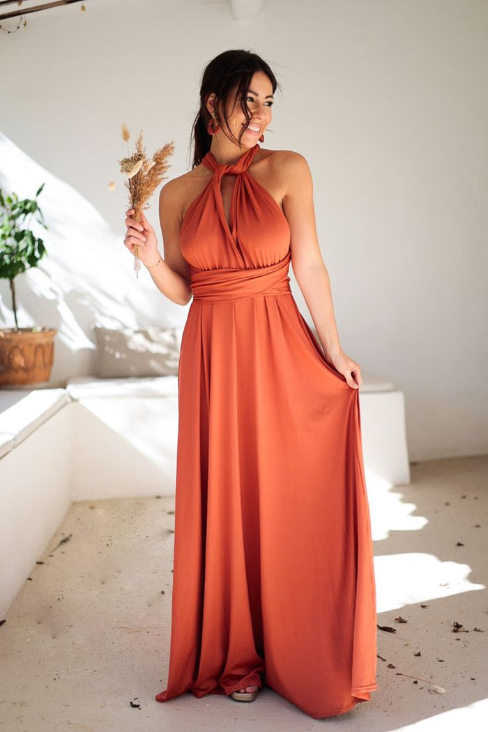Women's Sleeveless Wrap Maxi Dress with Deep V-Neck and Flowing Skirt
