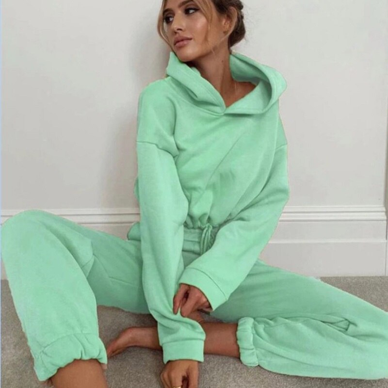 Women's 2-Piece Tracksuit Loungewear with Drawstring Jogger Pants