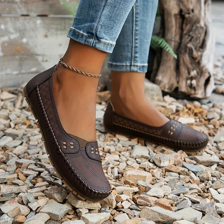 Women's Slip-On Loafers with Comfort Sole and Contrast Stitching