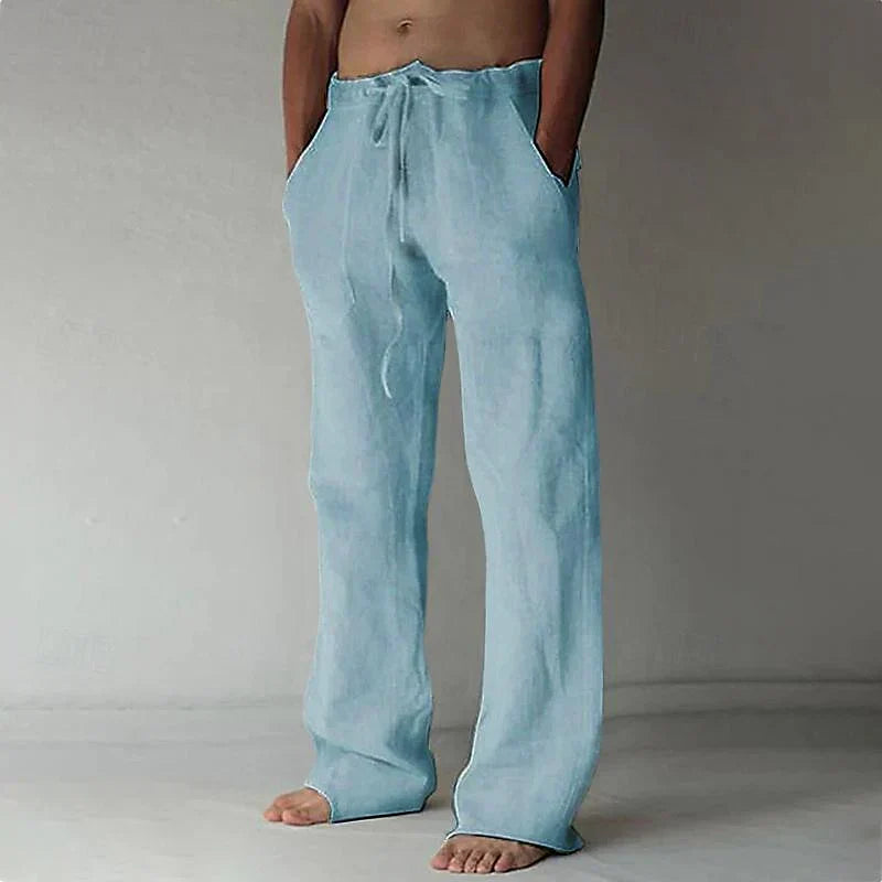 Men's Relaxed Wide-Leg Trousers with Drawstring Waistband