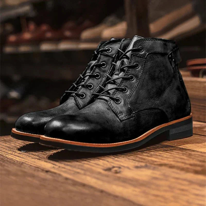Men’s Vintage Lace-Up Ankle Boots with Classic Rugged Design