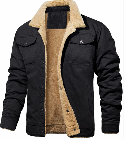 Men's Lined Bomber Jacket with Button Front and Chest Pockets