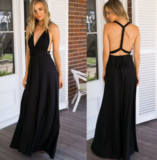 Women's Elegant Backless Halter Maxi Dress