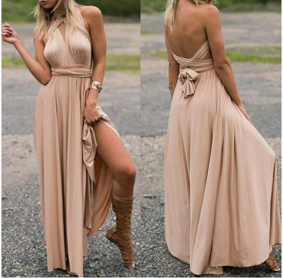 Women's Elegant Backless Halter Maxi Dress