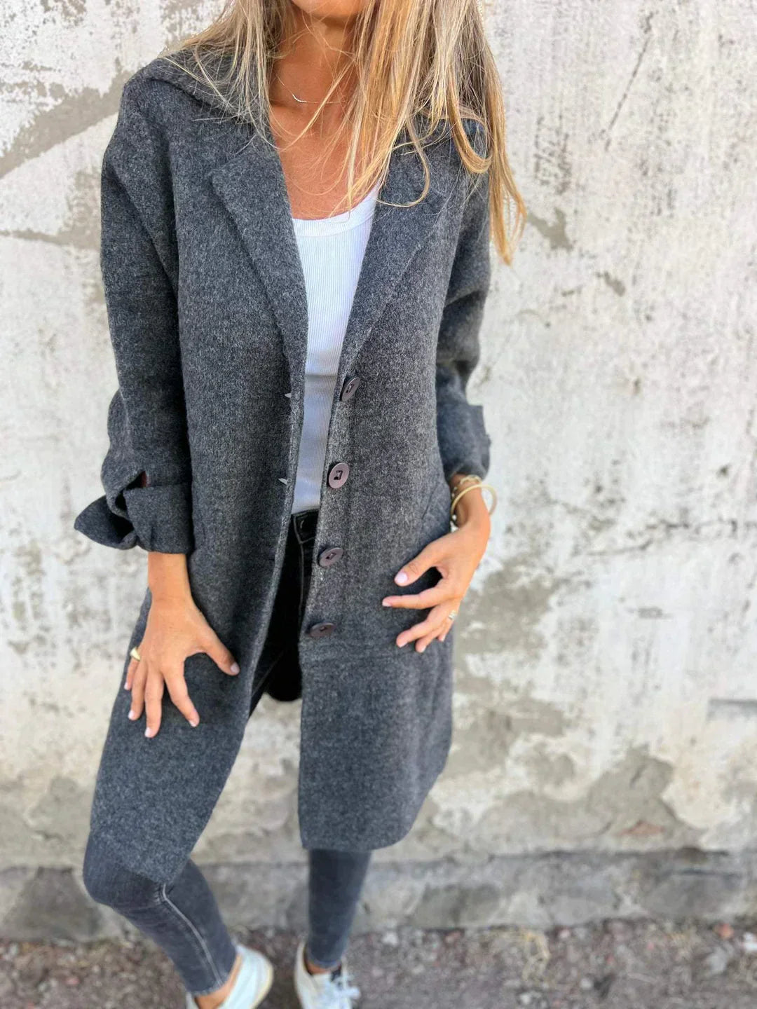 Women's wool coat with lapels