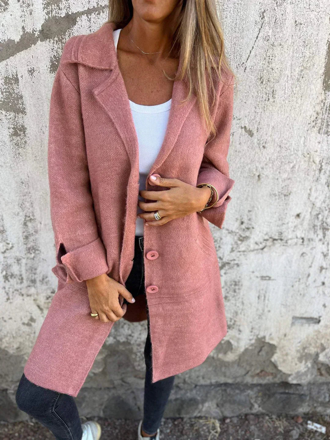 Women's wool coat with lapels