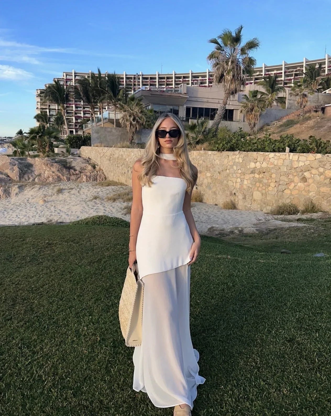 Women's Asymmetrical Strapless Maxi Dress with Layered Skirt