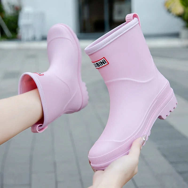 Women’s Mid-Calf Waterproof Rain Boots with Non-Slip Sole