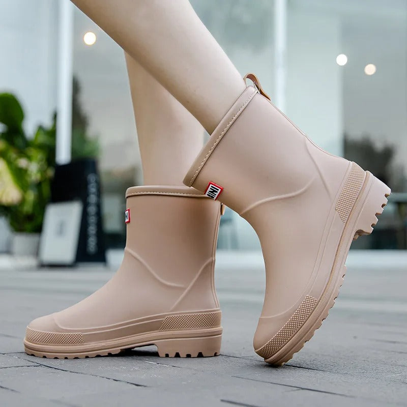 Women’s Mid-Calf Waterproof Rain Boots with Non-Slip Sole