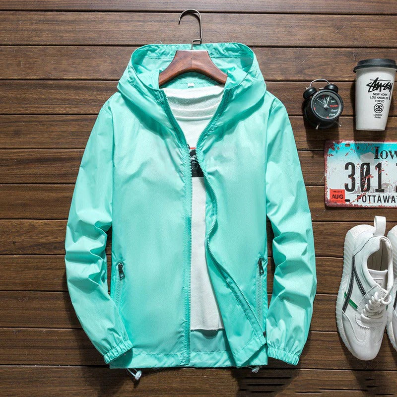Men's Lightweight Waterproof Windbreaker Jacket with Hood