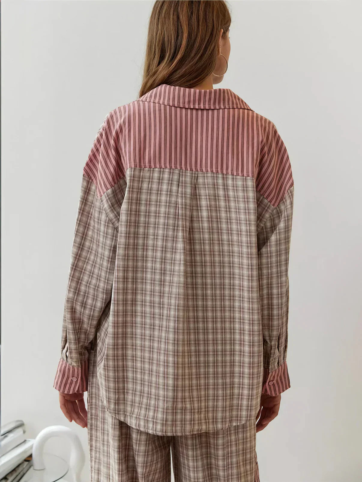 Women's 2-Piece Pyjama Set with Long Sleeve Button Shirt and Trousers