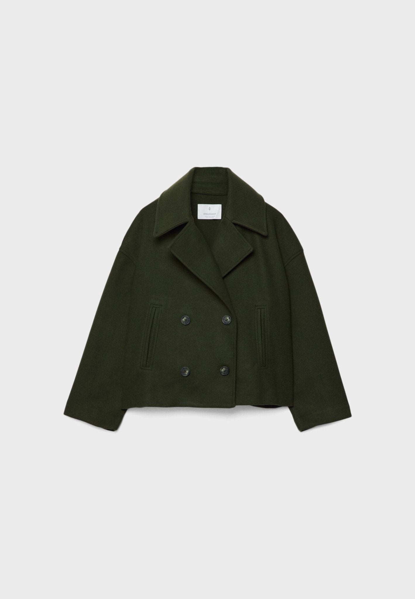 Women's Short Double-Breasted Winter Jacket with Wide Lapels