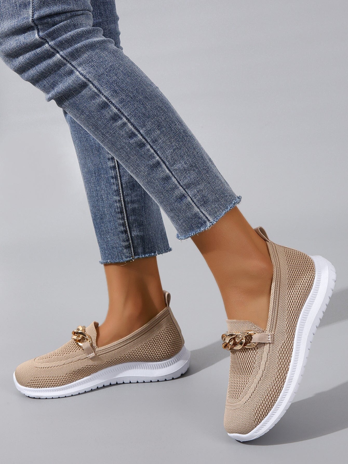 Women's Ortho Slip-On Shoes with Gold Detail