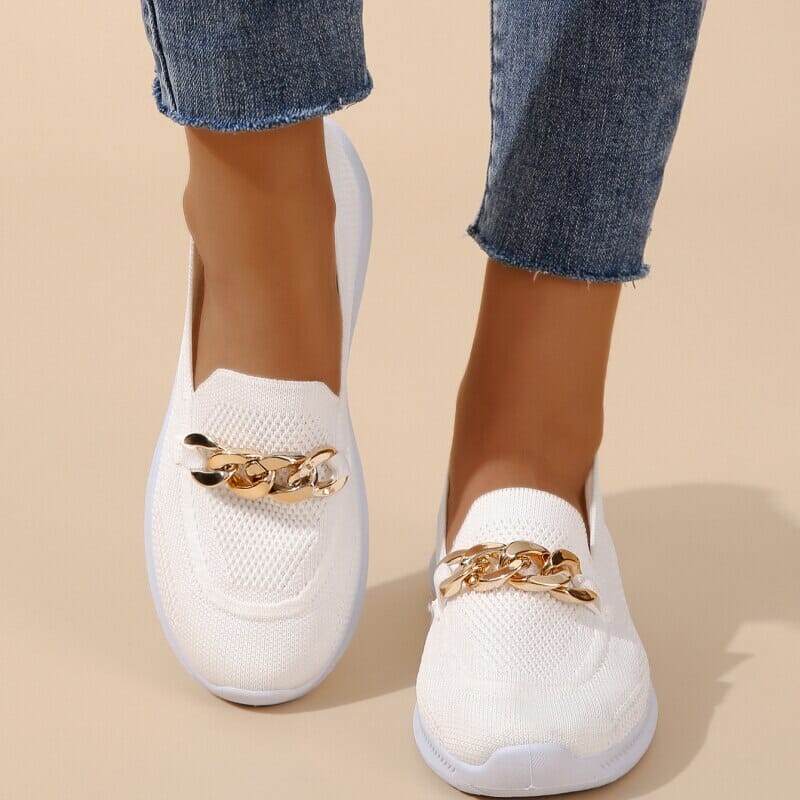 Women's Ortho Slip-On Shoes with Gold Detail