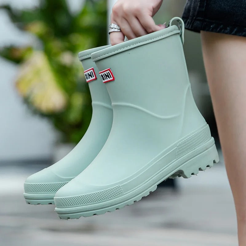 Women’s Mid-Calf Waterproof Rain Boots with Non-Slip Sole