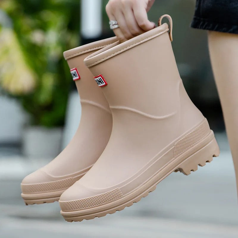 Women’s Mid-Calf Waterproof Rain Boots with Non-Slip Sole
