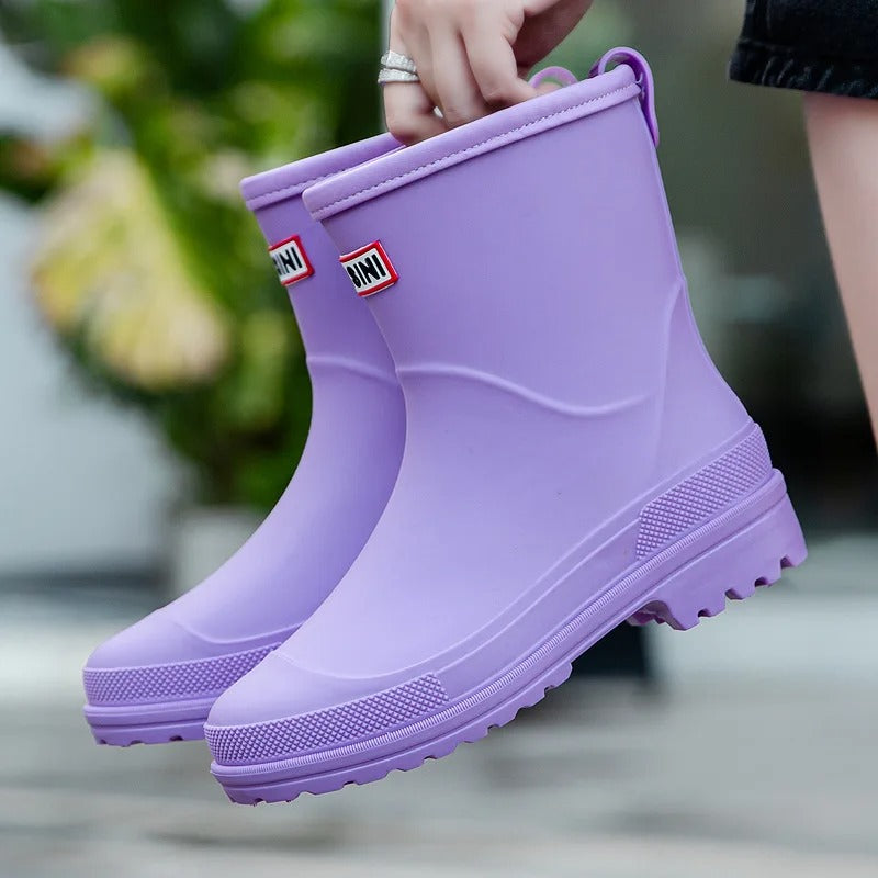 Women’s Mid-Calf Waterproof Rain Boots with Non-Slip Sole