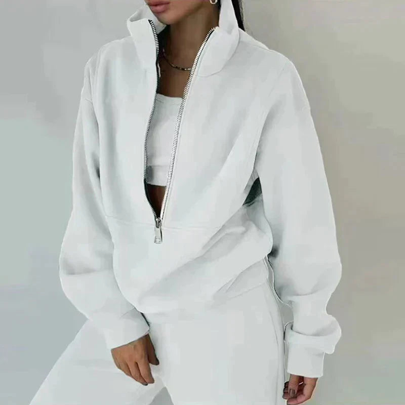 Women's 2-Piece Tracksuit Set with Half-Zip Pullover and Joggers